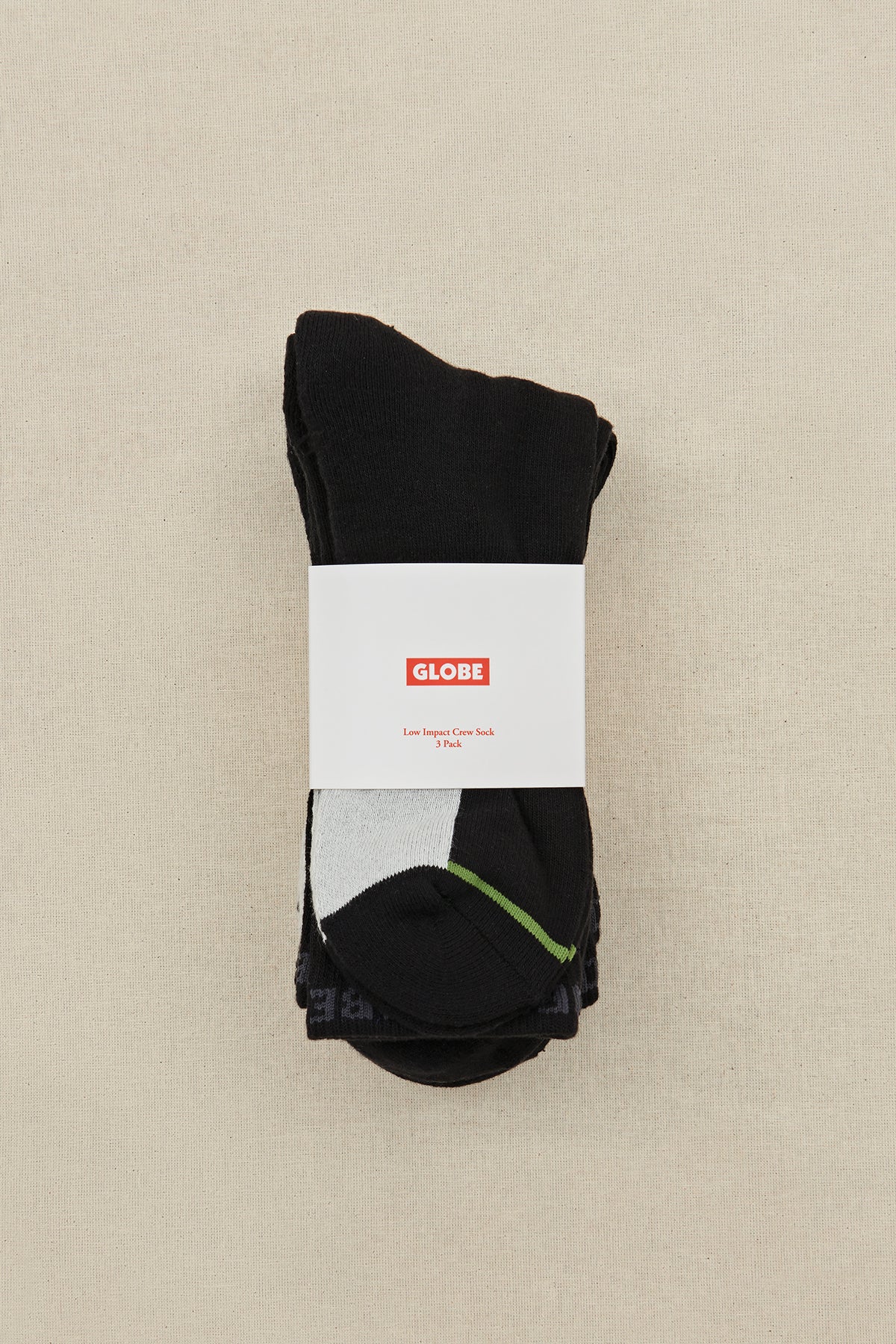 Low Impact Crew Sock 3 Pack - Black/Assorted